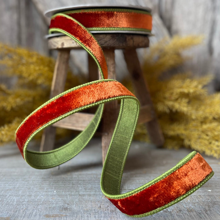 1" Cinnamon Olive Velvet, 2 tone velvet, fall velvet
