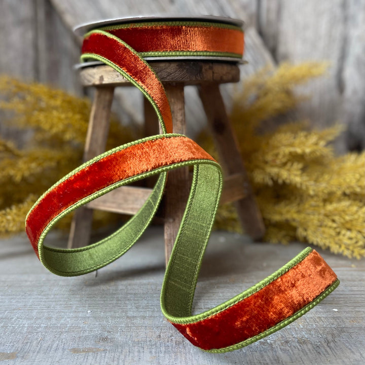 1" Cinnamon Olive Velvet, 2 tone velvet, fall velvet