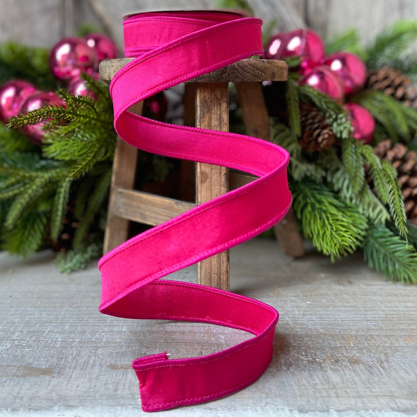 1" Hot Pink Taffeta Wired Ribbon, Farrisilk Ribbon, 1 inch ribbon