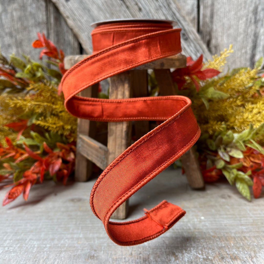 1" Orange Cinnamon Taffeta Ribbon, Farrisilk Ribbon