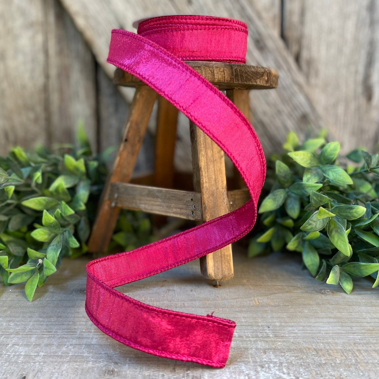 1" Hot Pink Luster Ribbon, wired Ribbon