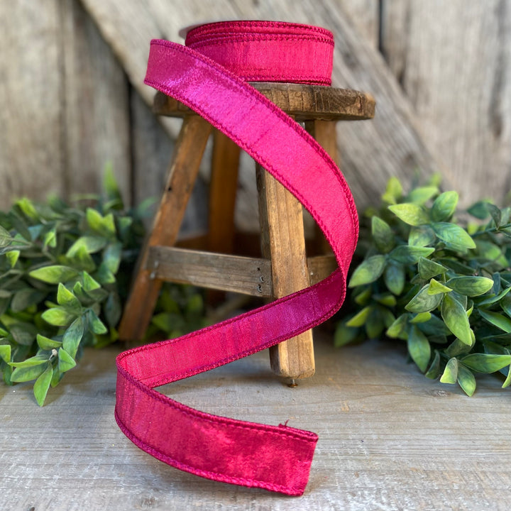 1" Hot Pink Luster Ribbon, wired Ribbon