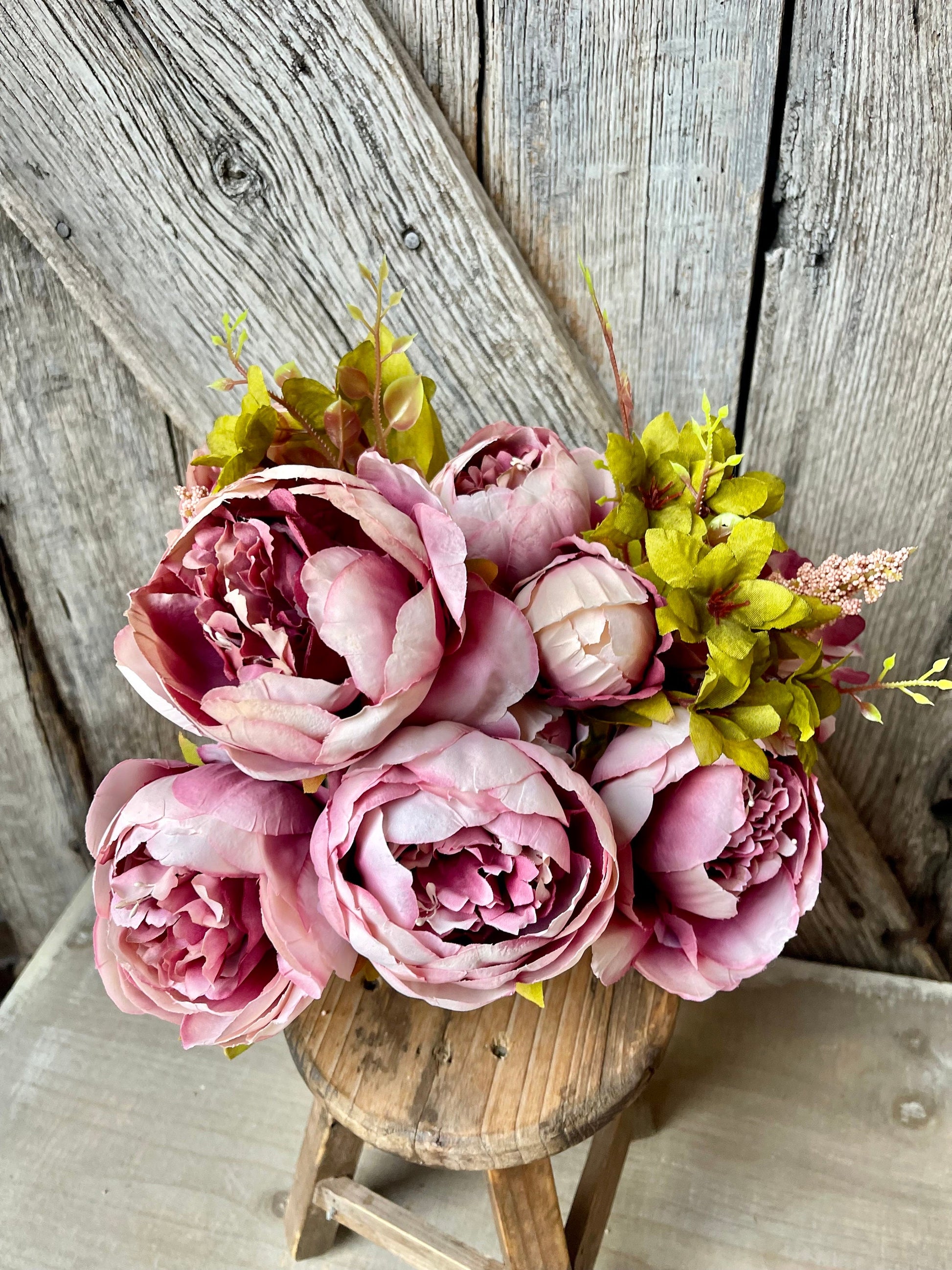 Mauve Blush Peony, Fall Floral Bush, Artificial Floral Bush