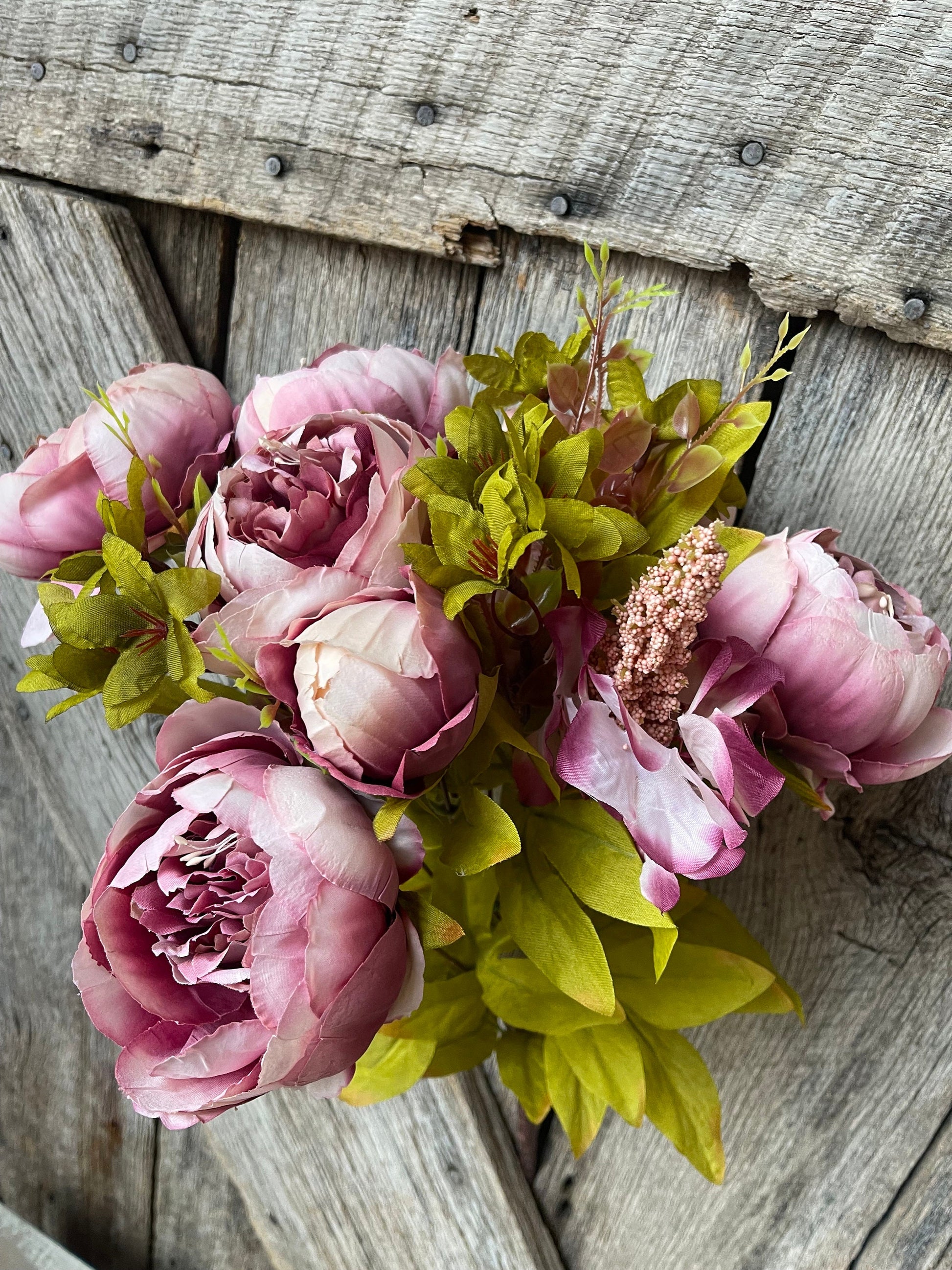 Mauve Blush Peony, Fall Floral Bush, Artificial Floral Bush