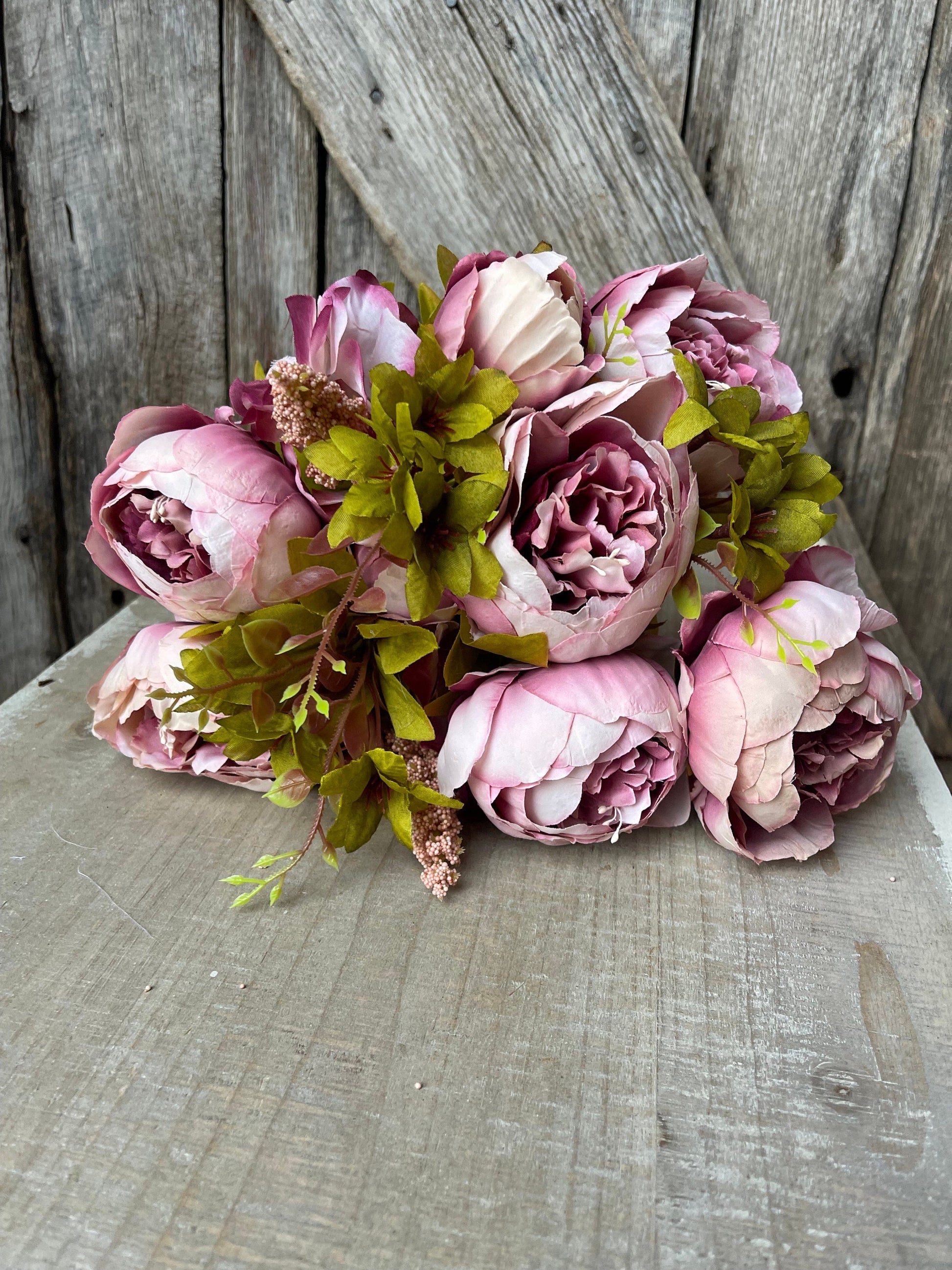 Mauve Blush Peony, Fall Floral Bush, Artificial Floral Bush