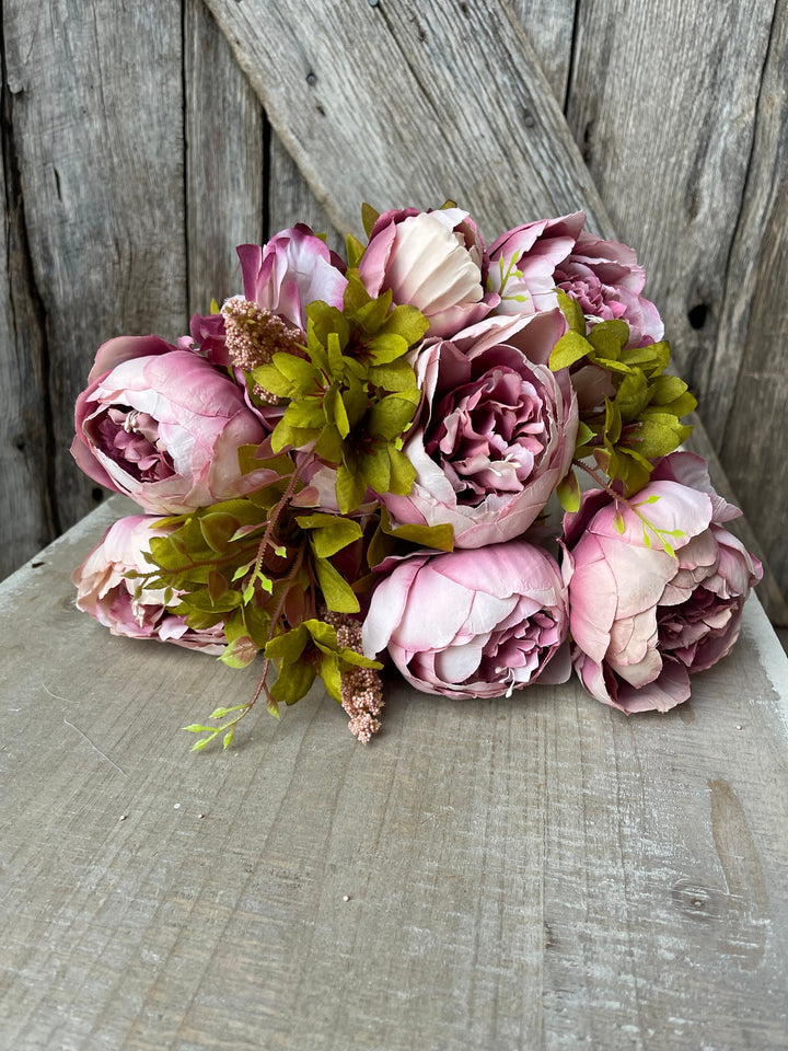 Mauve Blush Peony, Fall Floral Bush, Artificial Floral Bush