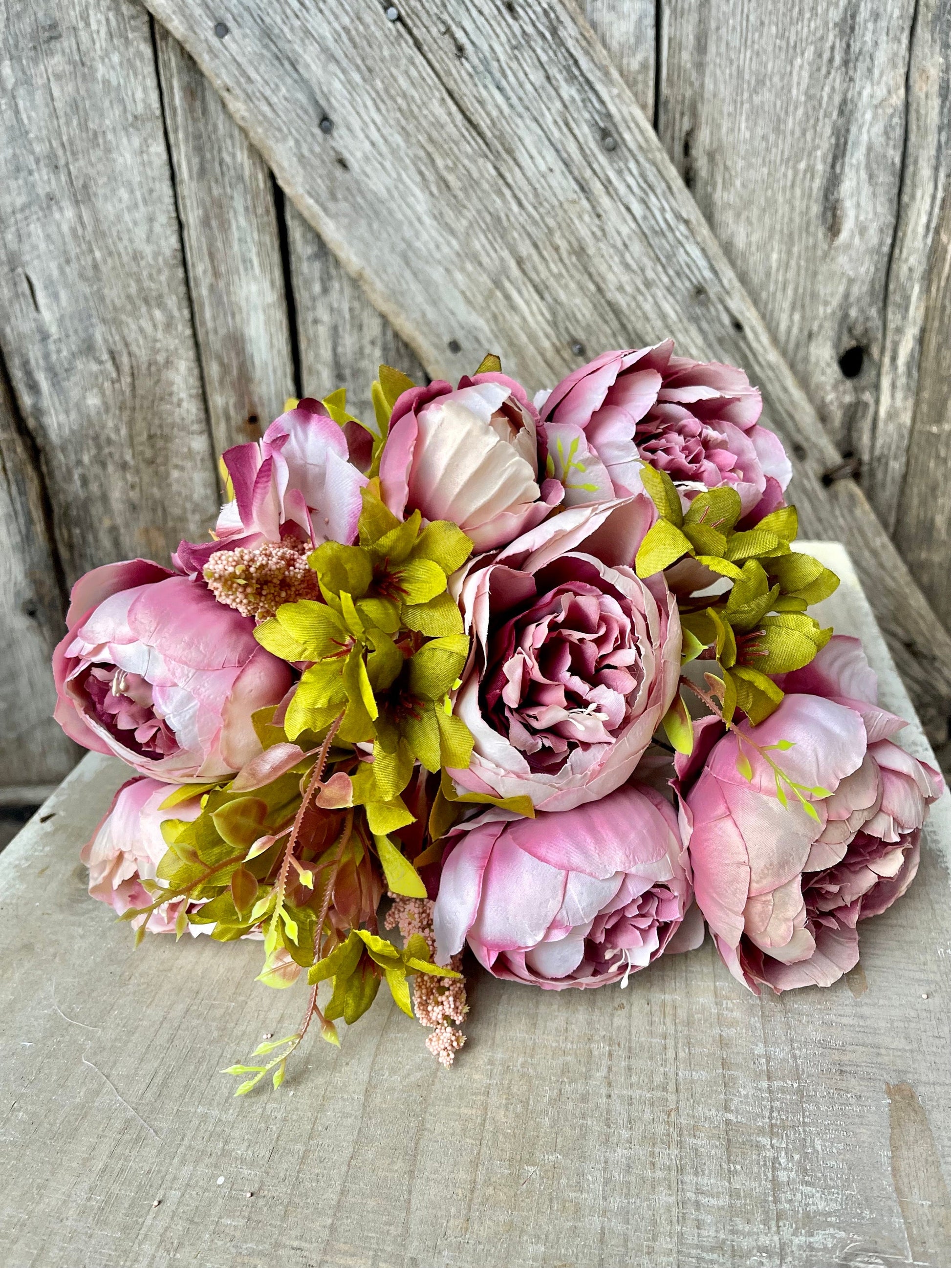 Mauve Blush Peony, Fall Floral Bush, Artificial Floral Bush