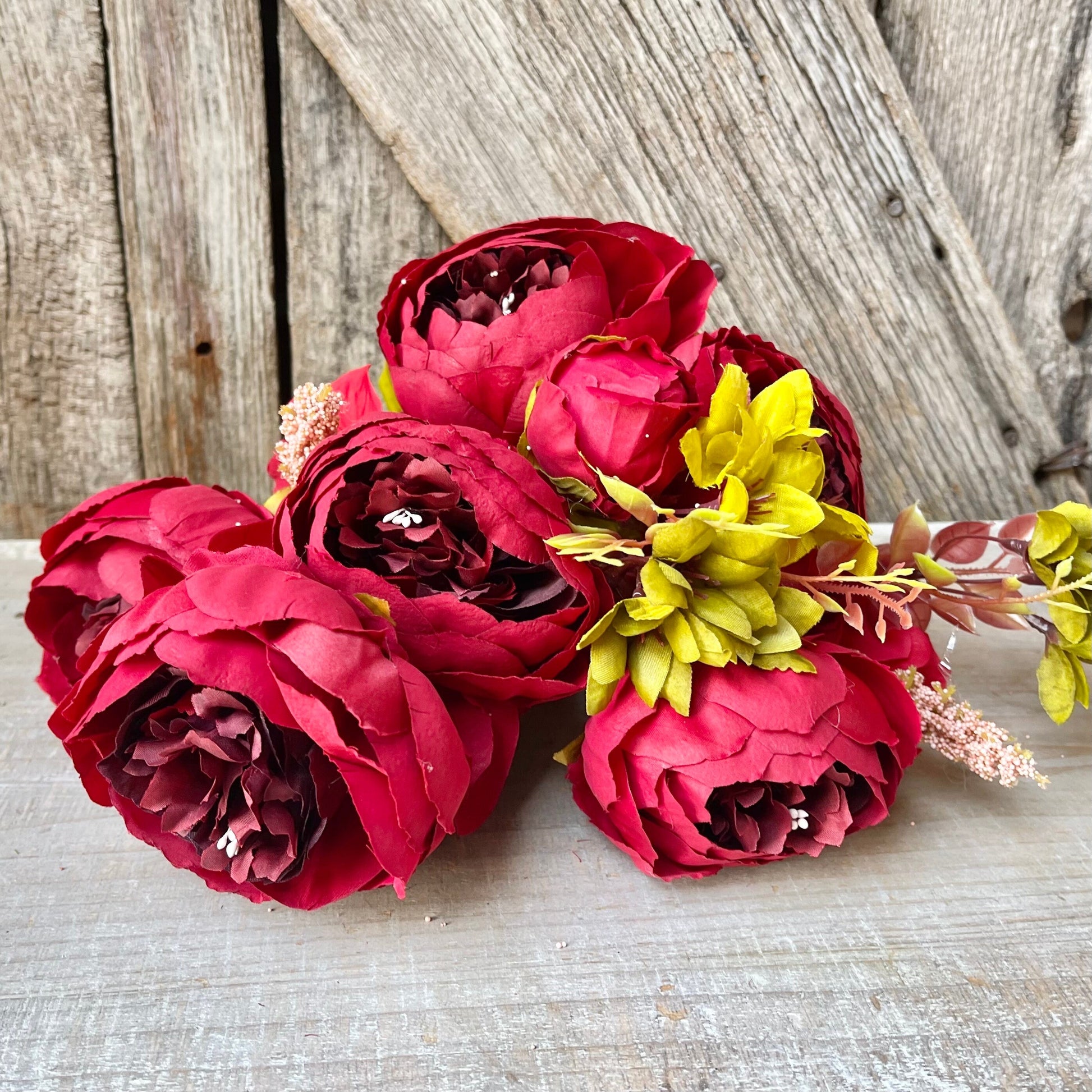 Red Fall Peony Bush, Fall Floral Bush, Artificial Floral Bush