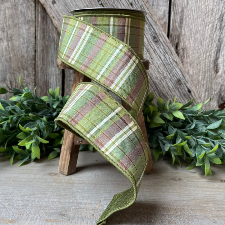 2.5" Green Plaid Ribbon, Sherwood Plaid