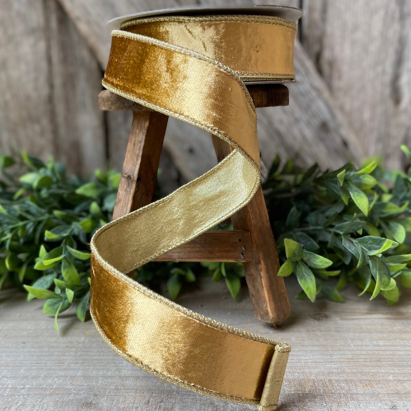 1.5" Gold velvet Ribbon, Farrisilk ribbon, Gold ribbon