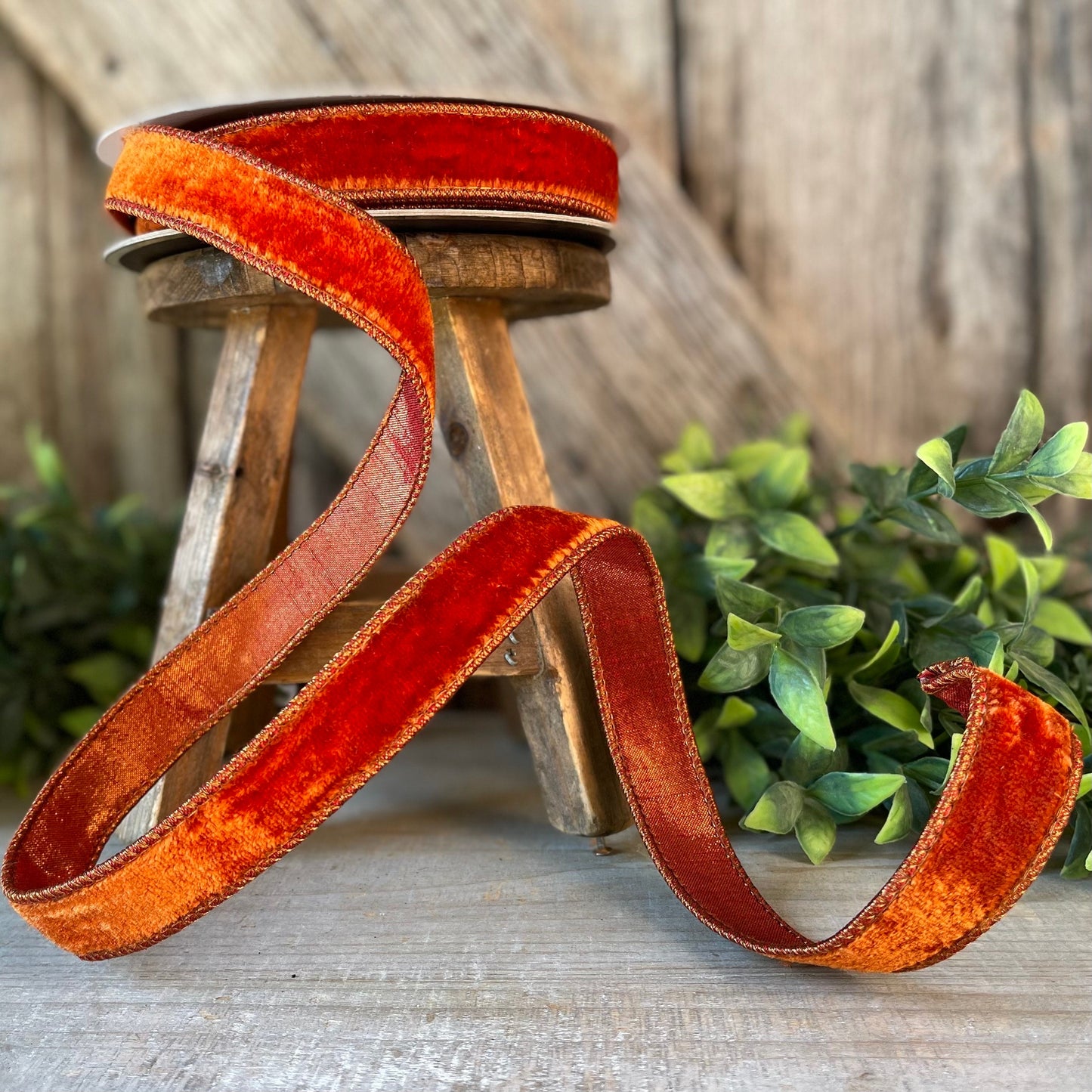 1" Cinnamon Velvet, Farrisilk ribbon, fall velvet
