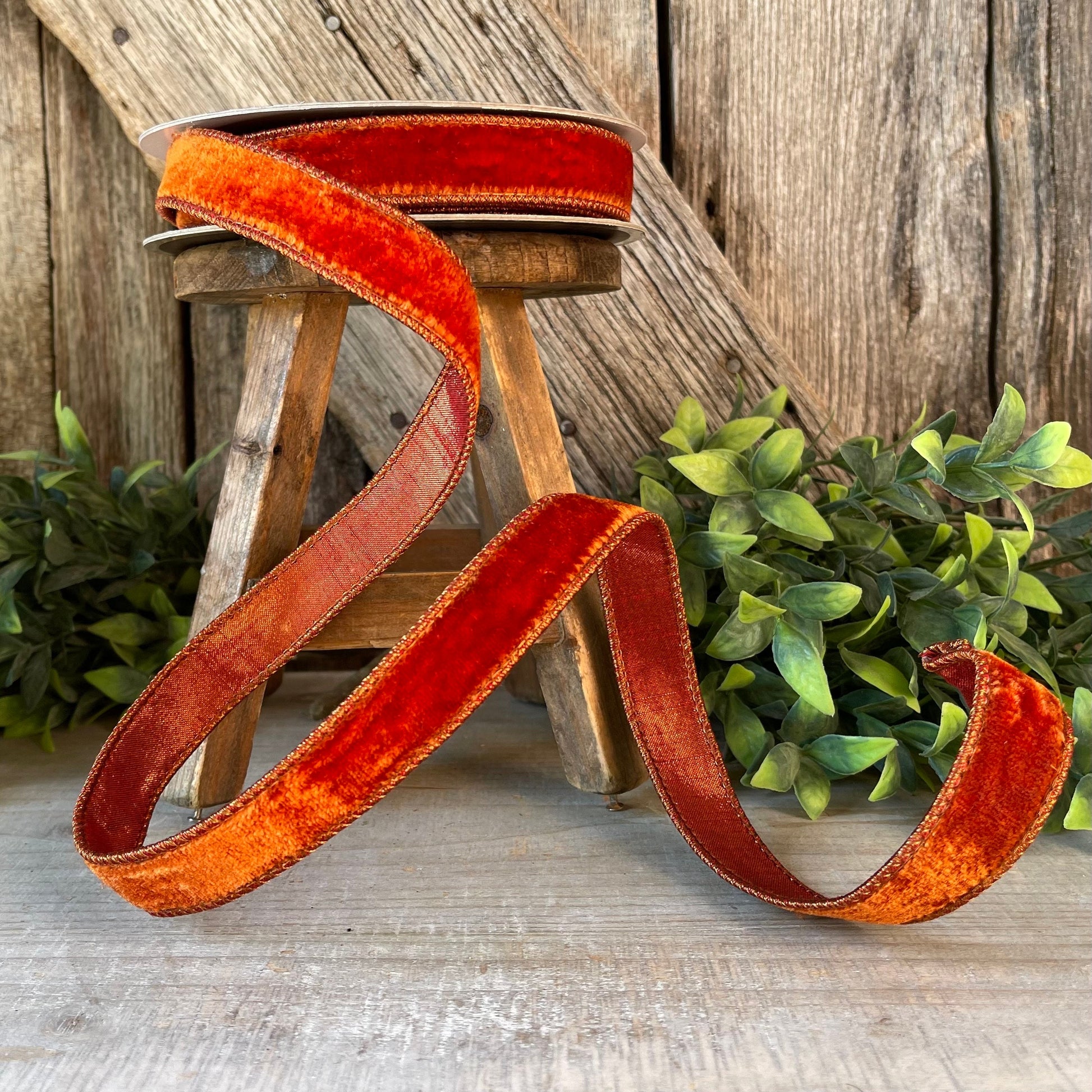 1" Cinnamon Velvet, Farrisilk ribbon, fall velvet
