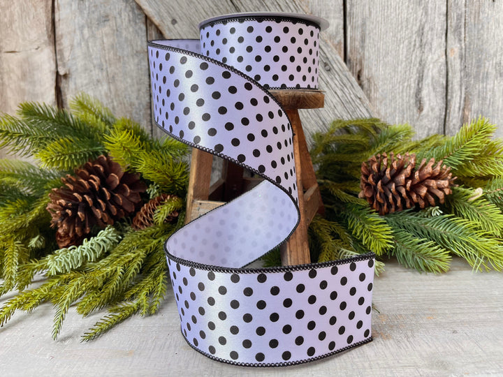 2.5" White &amp; Black Mini Dots, Farrisilk Ribbon, Polka Dot RIbbon