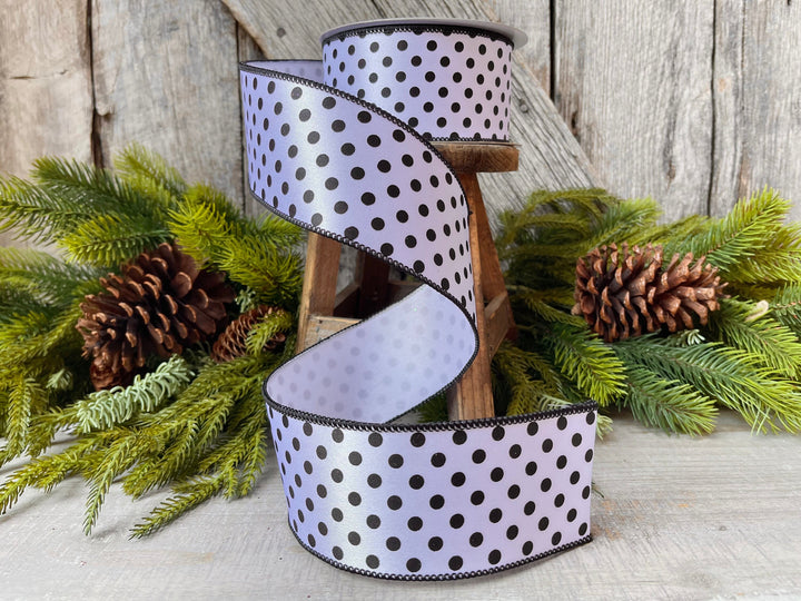 2.5" White &amp; Black Mini Dots, Farrisilk Ribbon, Polka Dot RIbbon
