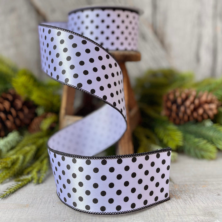 2.5" White &amp; Black Mini Dots, Farrisilk Ribbon, Polka Dot RIbbon