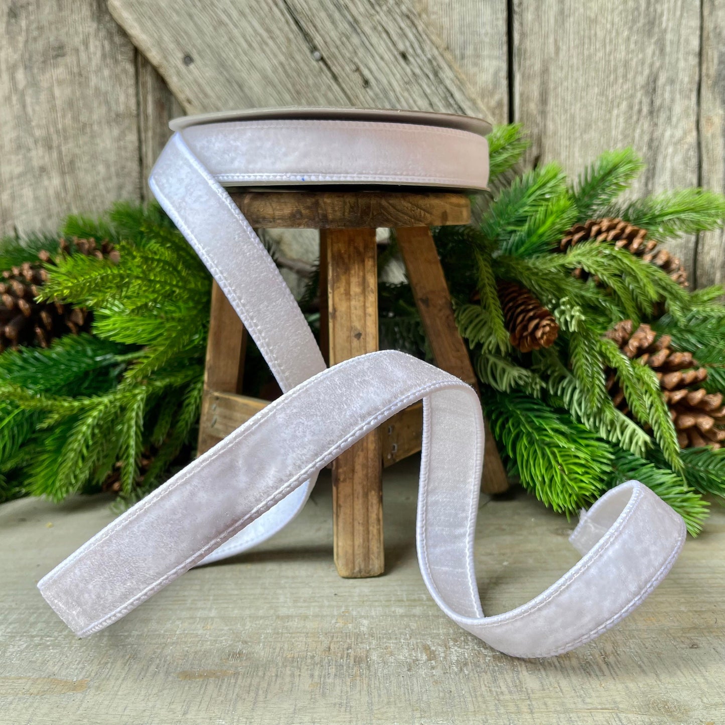 1" White Velvet Luster, Farrisilk Ribbon