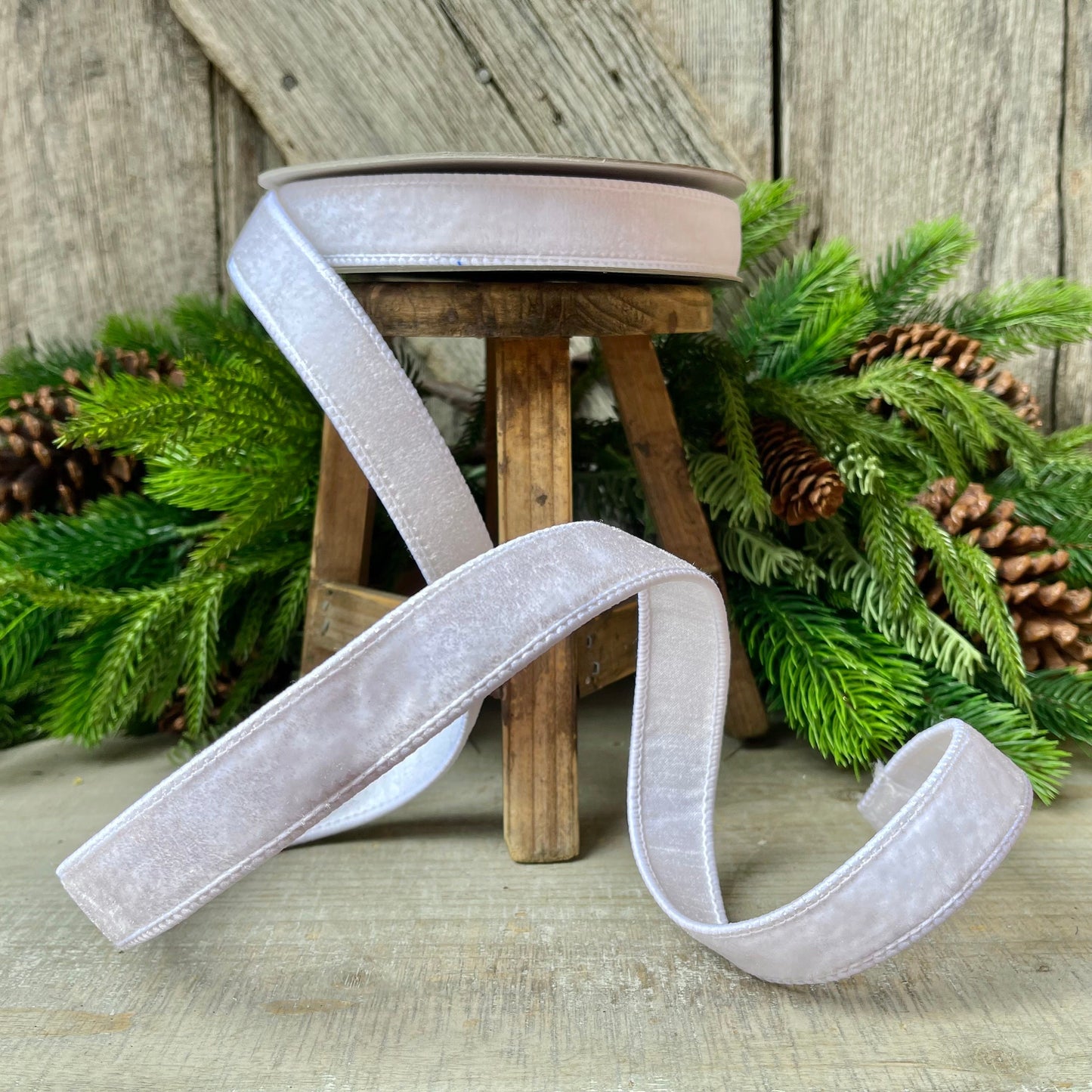 1" White Velvet Luster, Farrisilk Ribbon