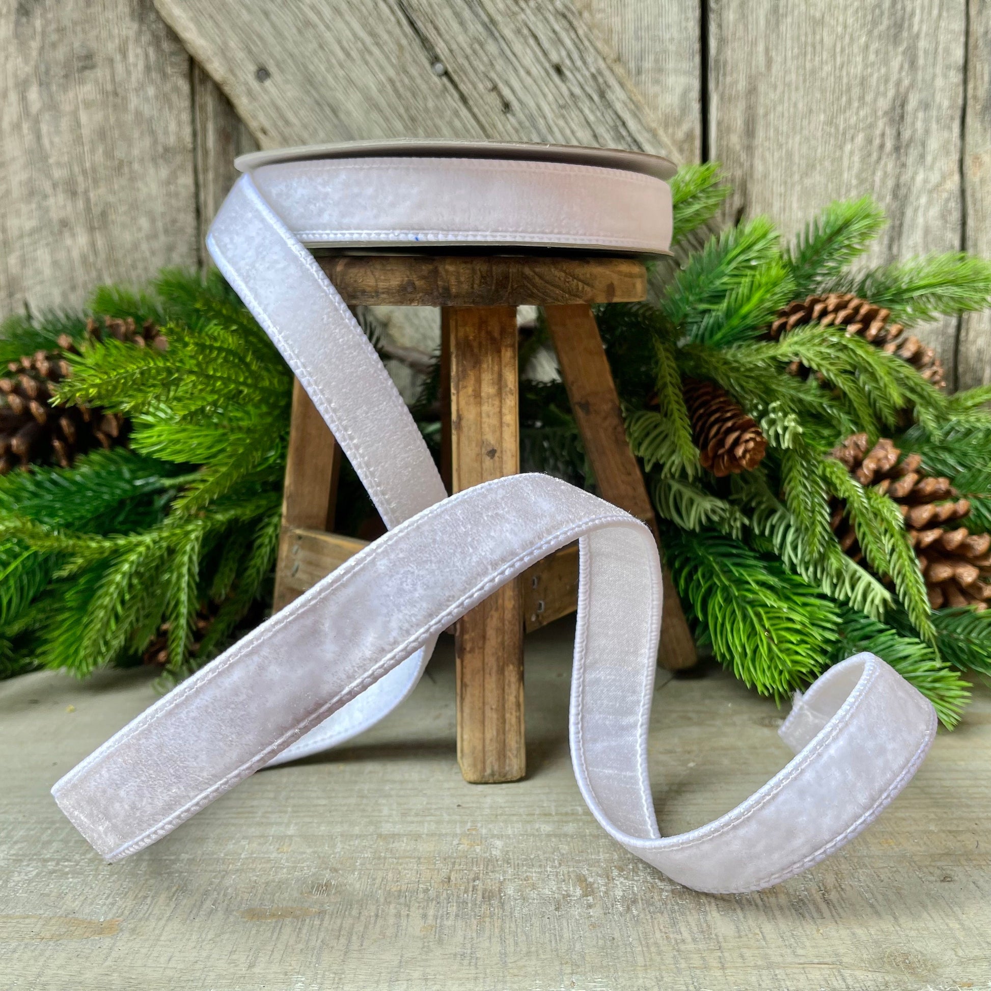 1" White Velvet Luster, Farrisilk Ribbon