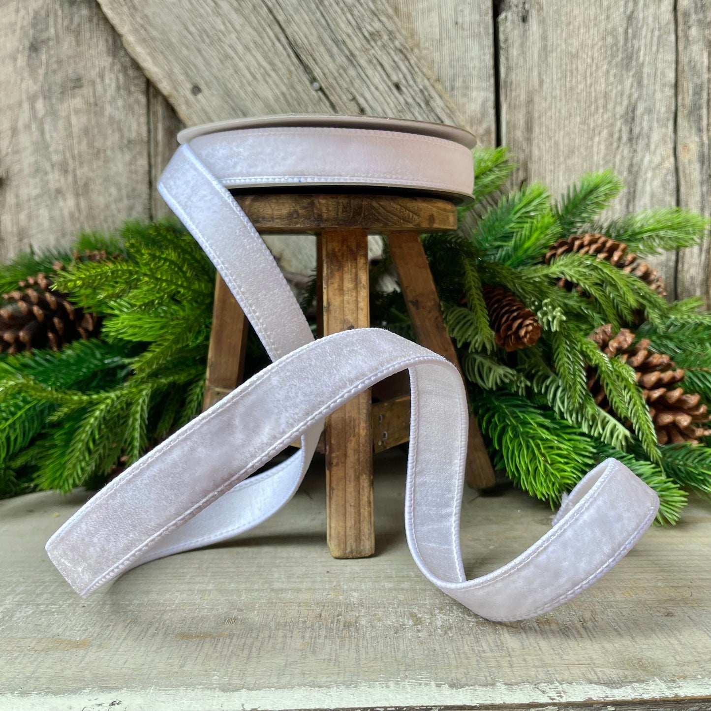 1" White Velvet Luster, Farrisilk Ribbon