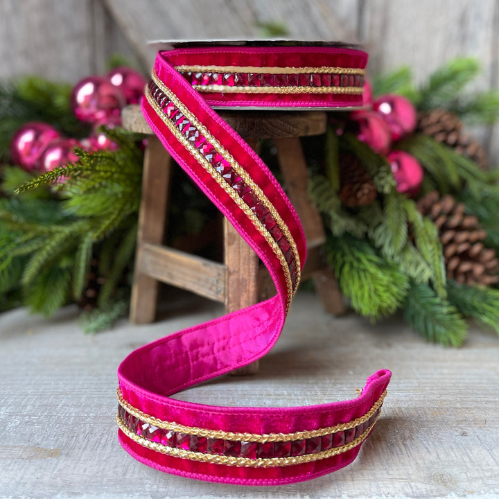 1.5" Hot Pink Gemstones, Farrisilk