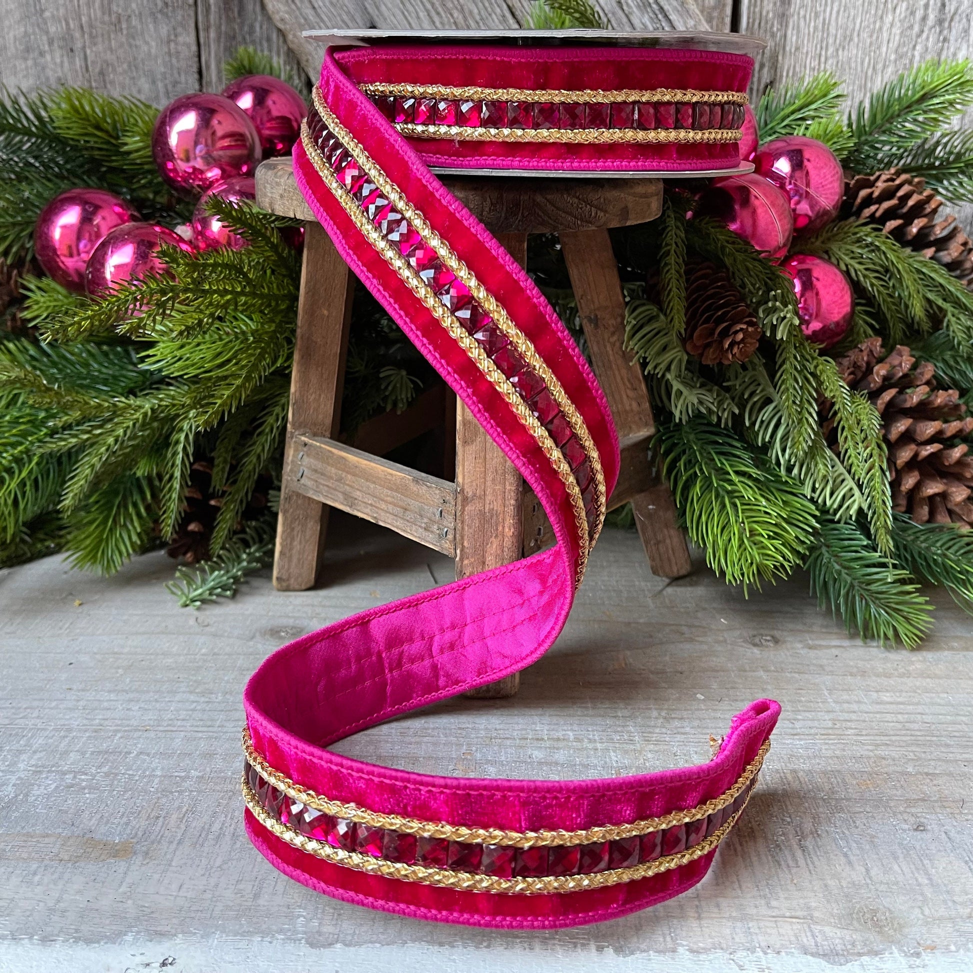 1.5" Hot Pink Gemstones, Farrisilk