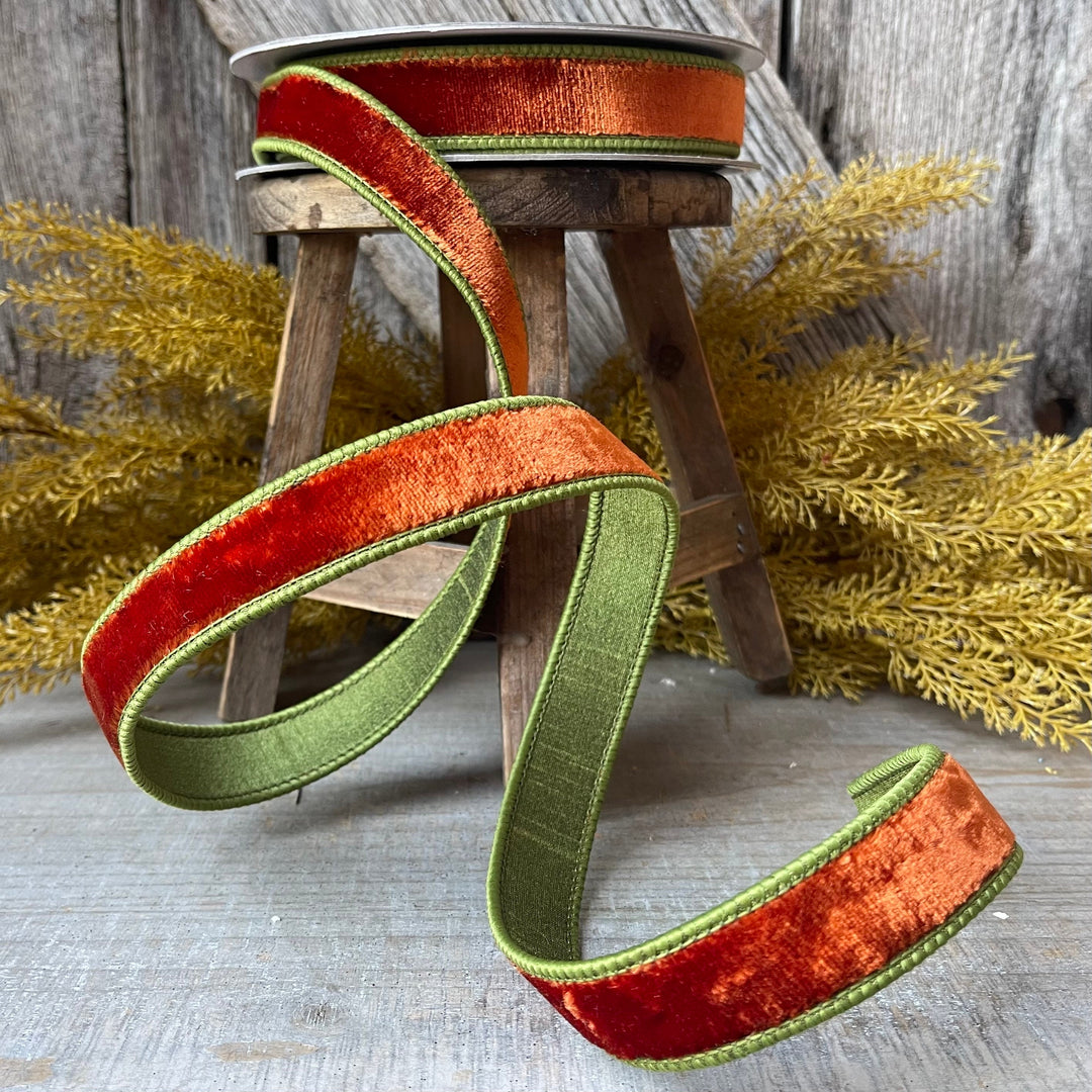 1" Cinnamon Olive Velvet, 2 tone velvet, fall velvet