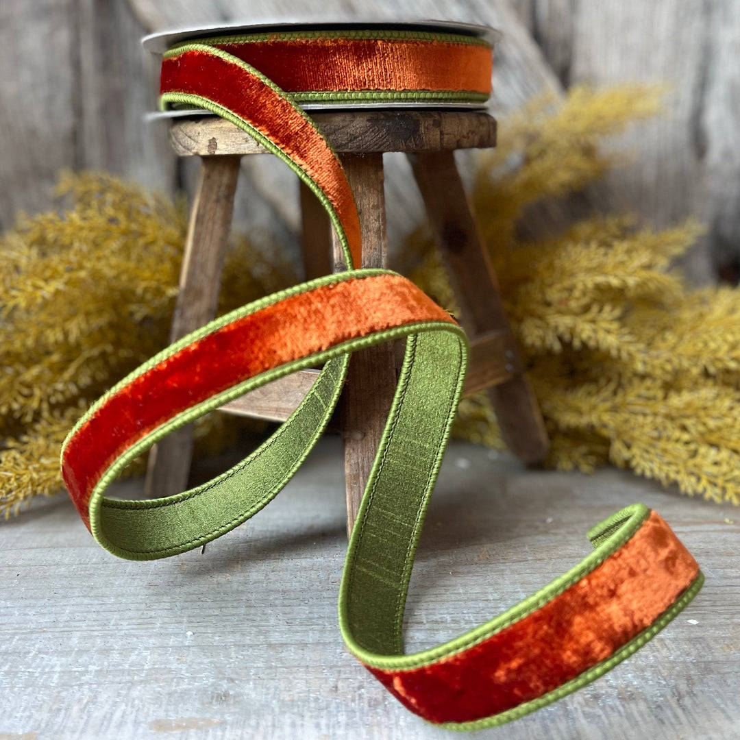 1" Cinnamon Olive Velvet, 2 tone velvet, fall velvet