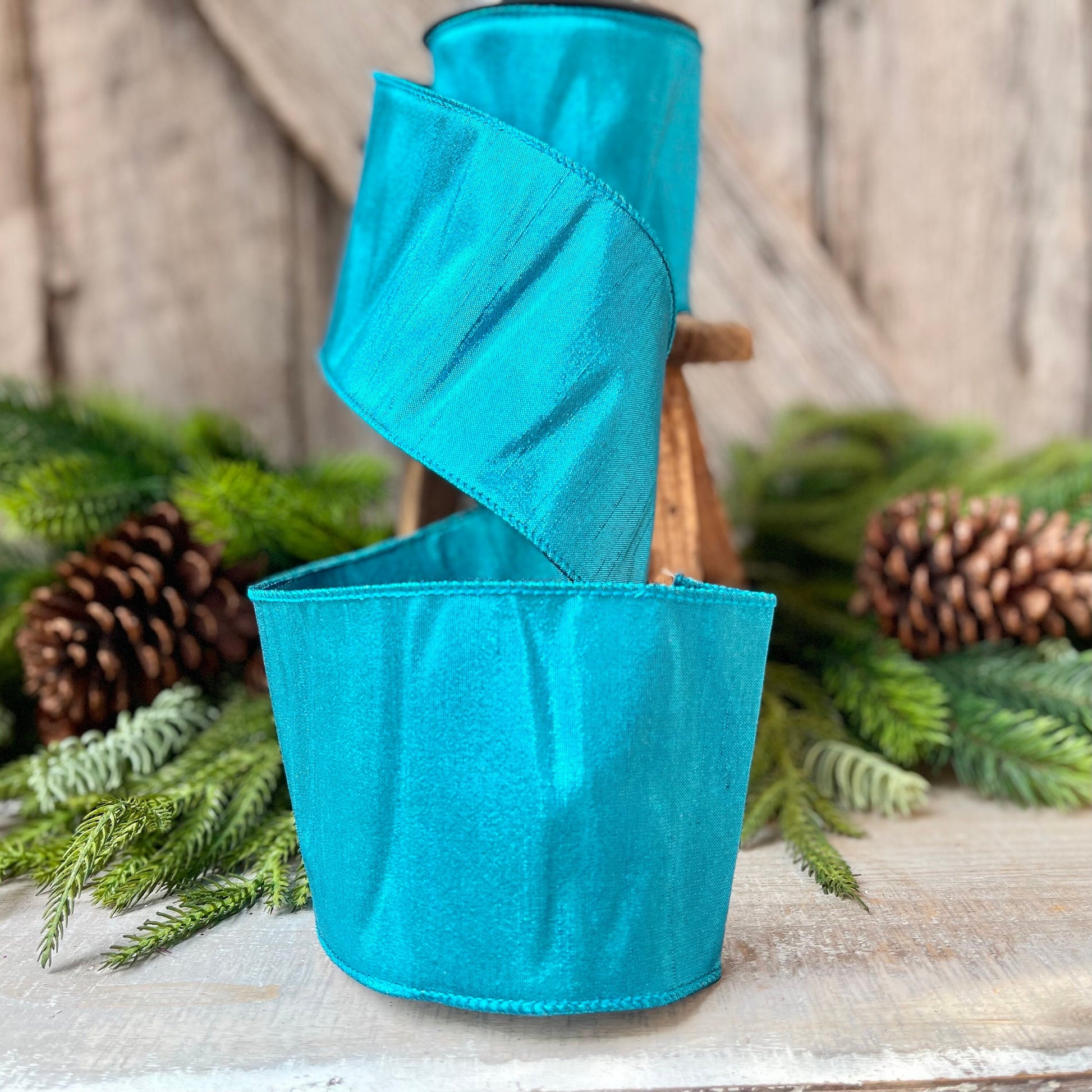 4" Turquoise Luster Ribbon, Farrisilk Ribbon