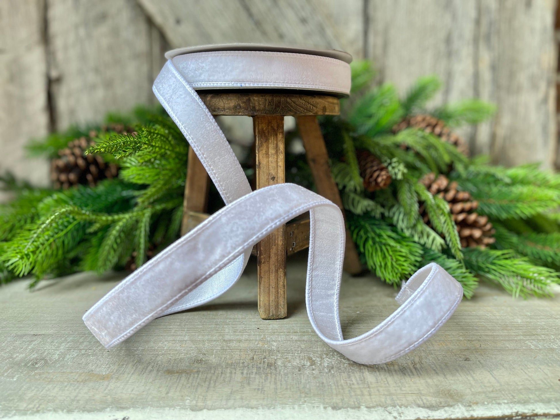 1" White Velvet Luster, Farrisilk Ribbon