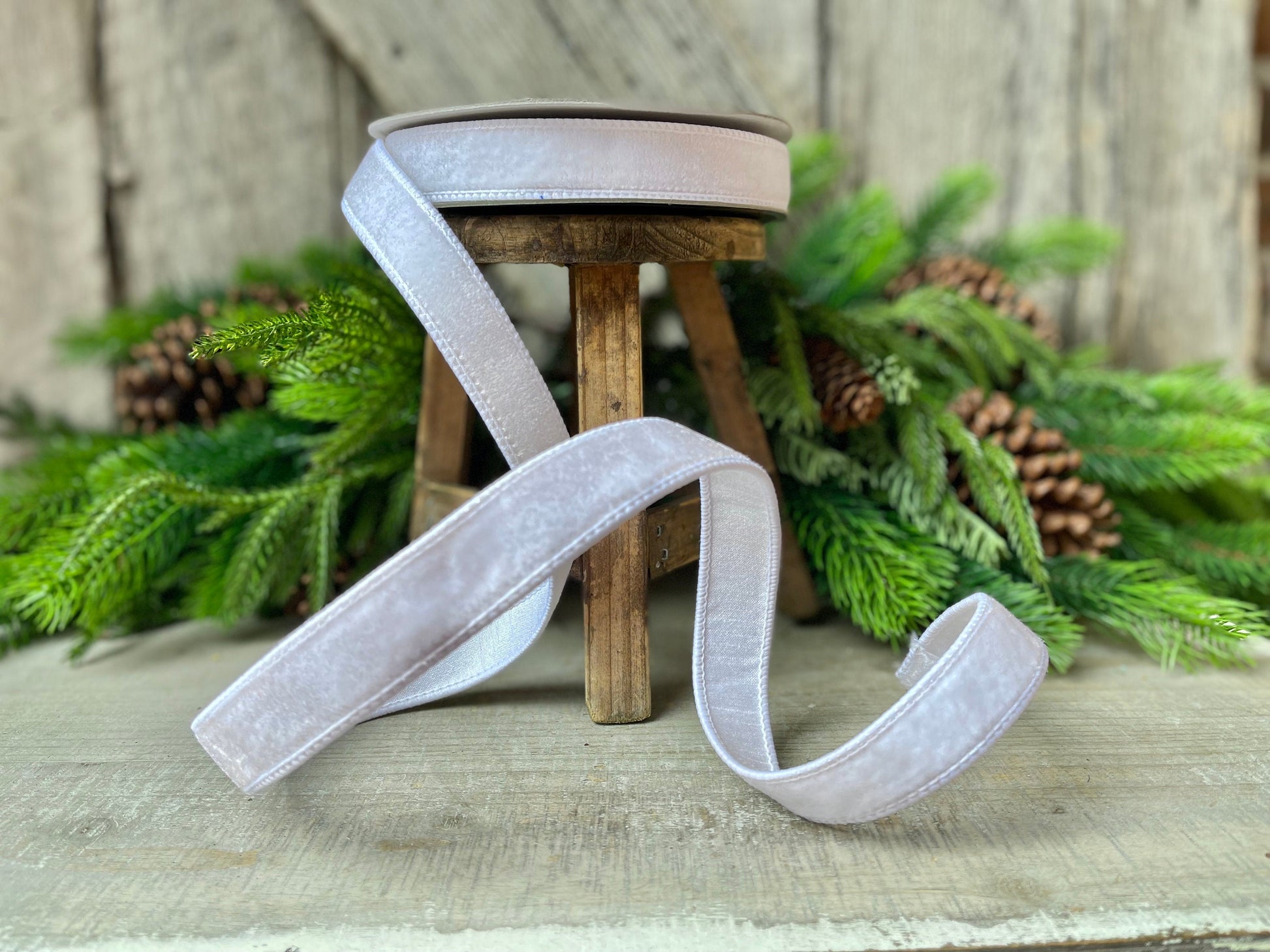 1" White Velvet Luster, Farrisilk Ribbon