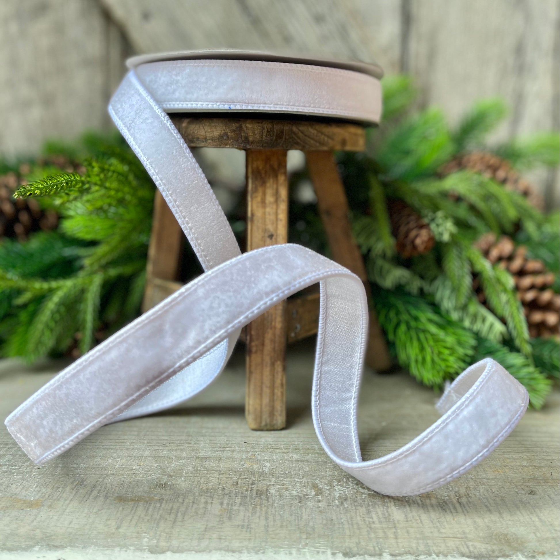 1" White Velvet Luster, Farrisilk Ribbon
