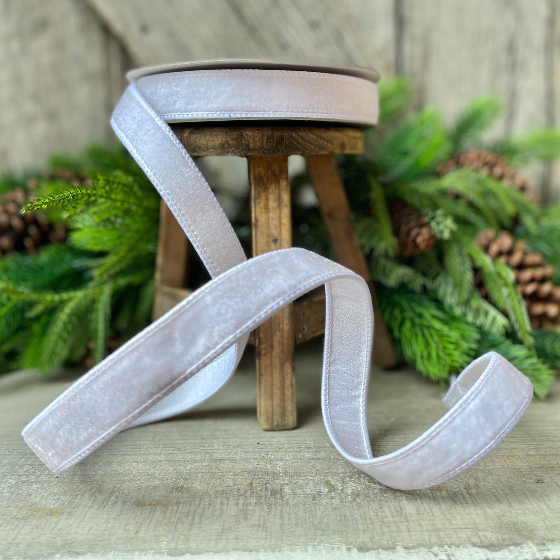 1" White Velvet Luster, Farrisilk Ribbon