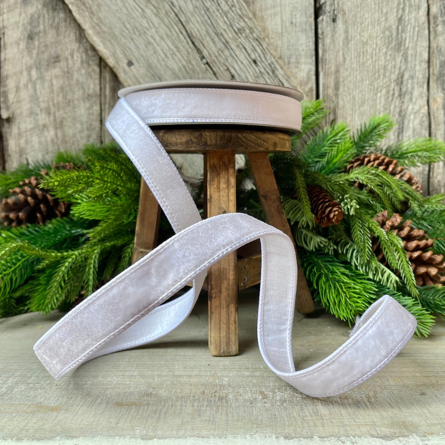 1" White Velvet Luster, Farrisilk Ribbon