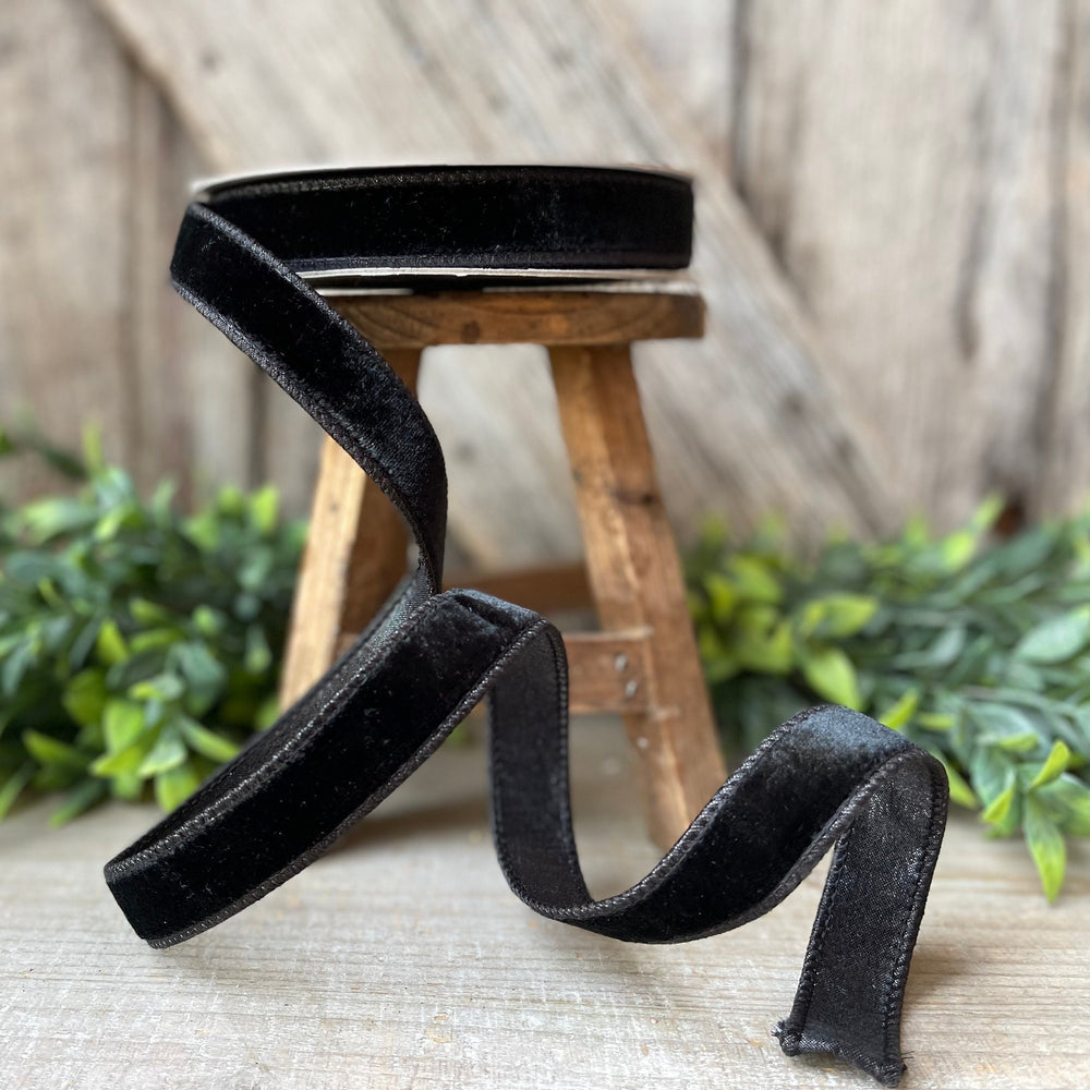 1" Black Velvet RIbbon, Farrisilk Ribbon, Farrisilk Velvet Ribbon