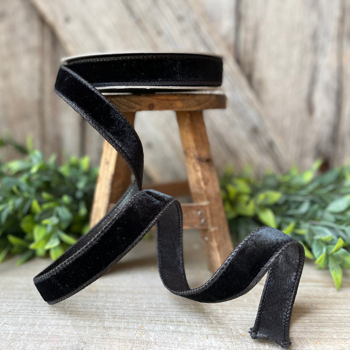 1" Black Velvet RIbbon, Farrisilk Ribbon, Farrisilk Velvet Ribbon