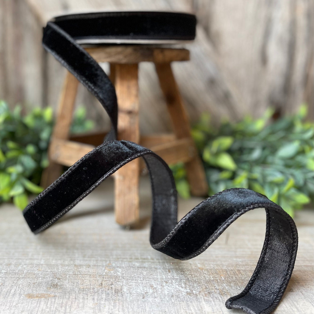 1" Black Velvet RIbbon, Farrisilk Ribbon, Farrisilk Velvet Ribbon