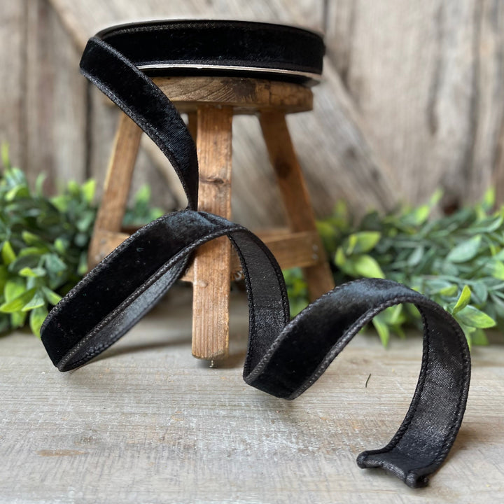 1" Black Velvet RIbbon, Farrisilk Ribbon, Farrisilk Velvet Ribbon