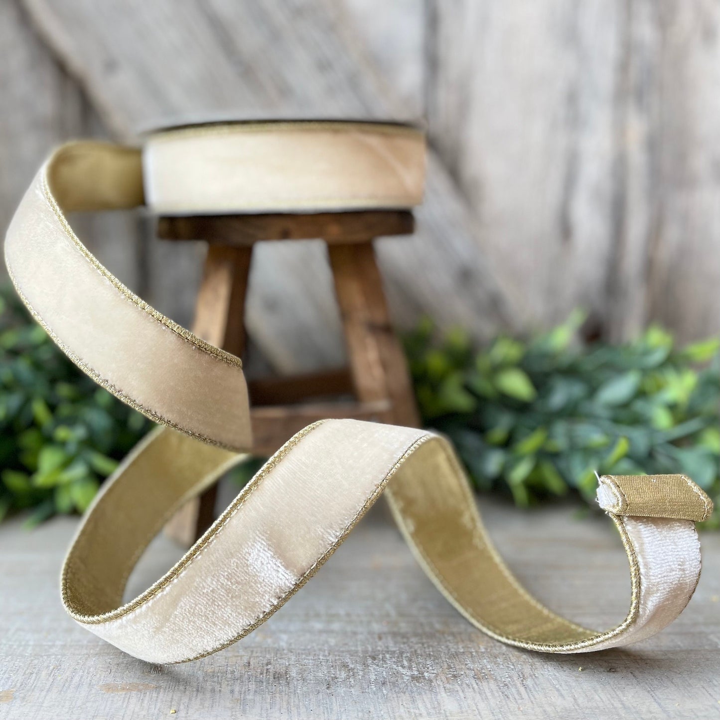 1.5" Cream White Flashy Velvet, Farrisilk Ribbon
