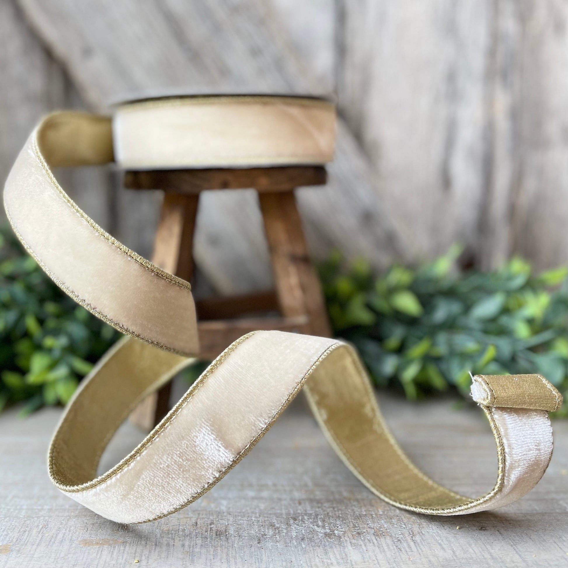 1.5" Cream White Flashy Velvet, Farrisilk Ribbon