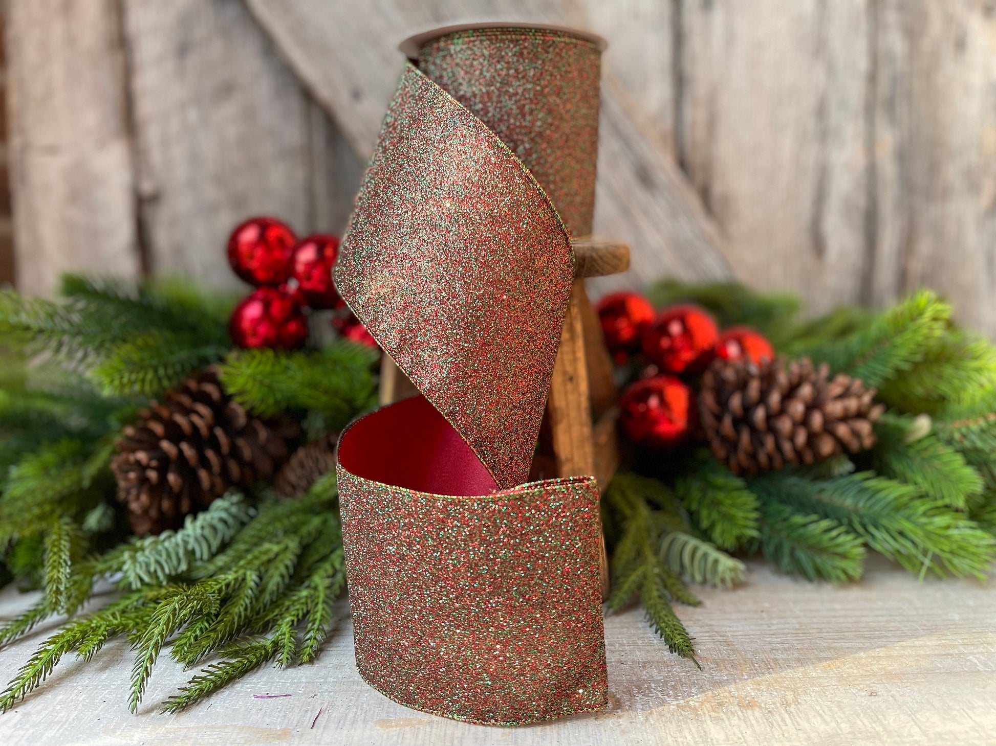 4" Ruby Emerald Diamond Dust by Farrisilk, Farrisilk Ribbon