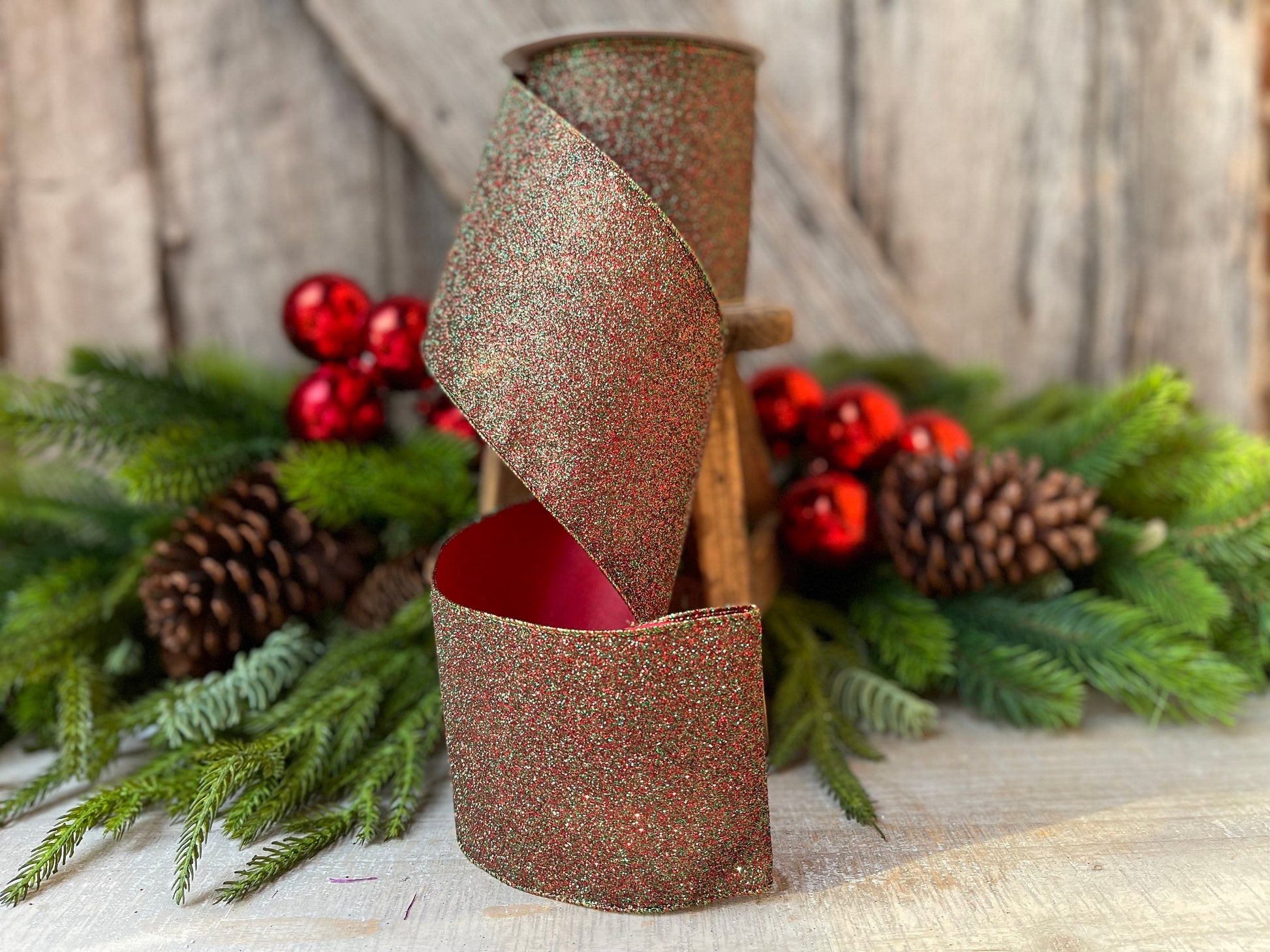 4" Ruby Emerald Diamond Dust by Farrisilk, Farrisilk Ribbon