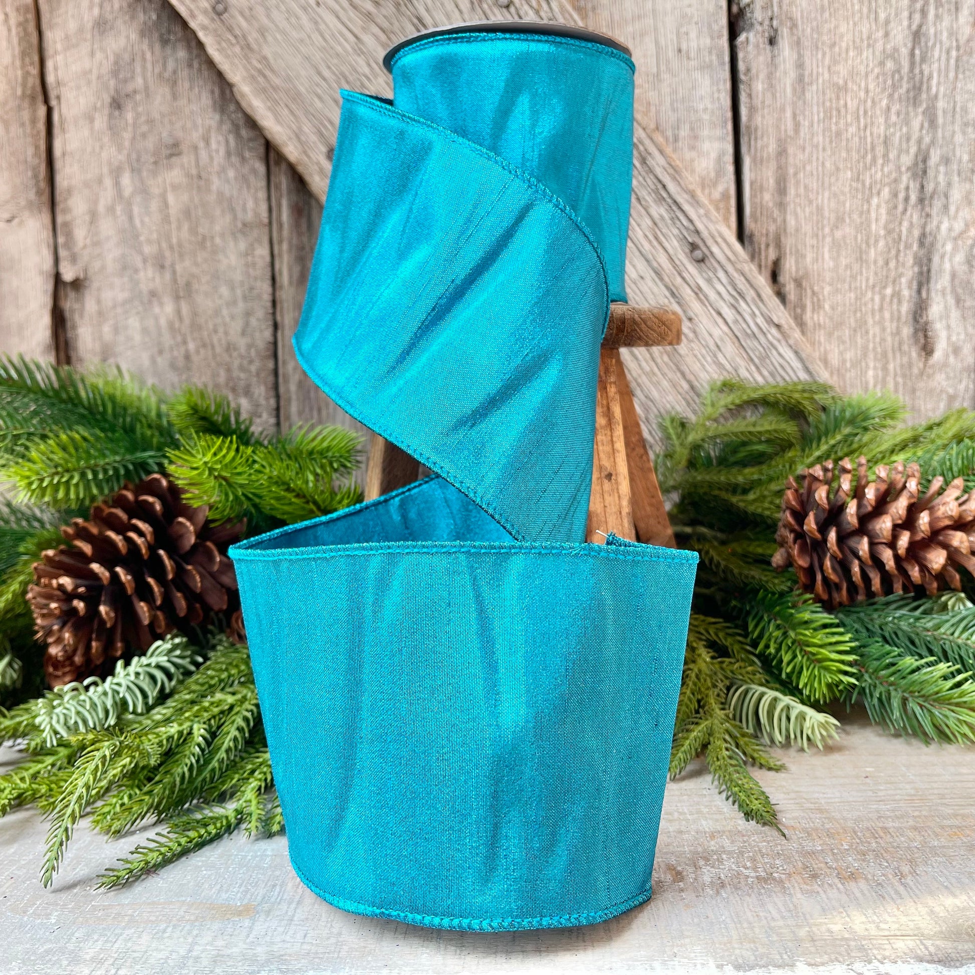 4" Turquoise Ribbon, Ribbon, Teal Shimmer Ribbon