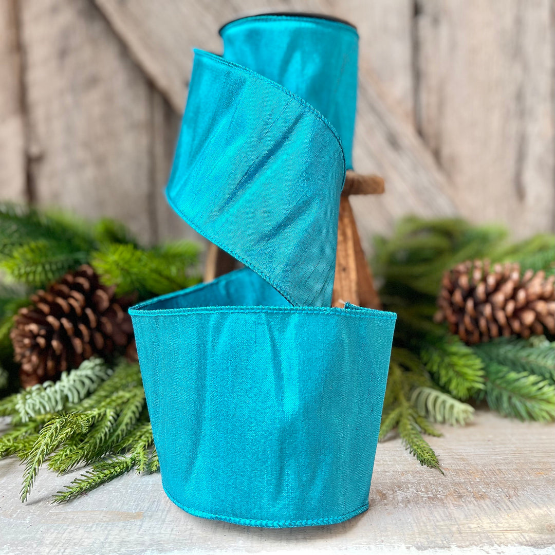 4" Turquoise Ribbon, Ribbon, Teal Shimmer Ribbon