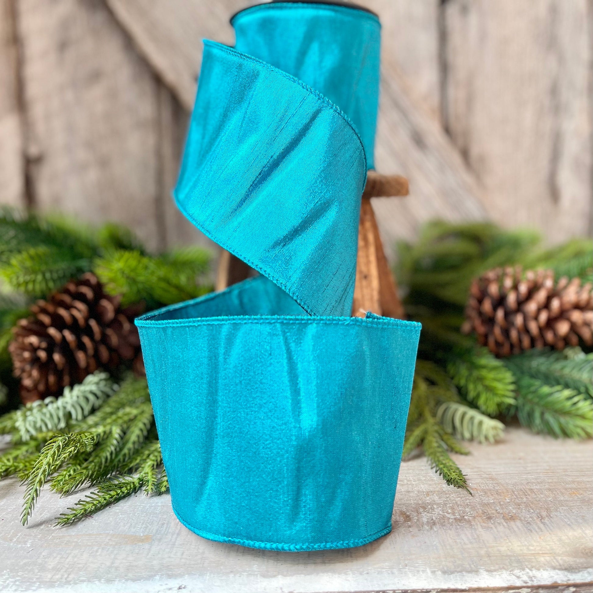 4" Turquoise Luster Ribbon, Farrisilk Ribbon