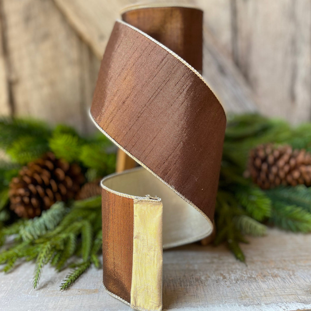4” Bronze Platinum Luster Ribbon, Farrisilk ribbon