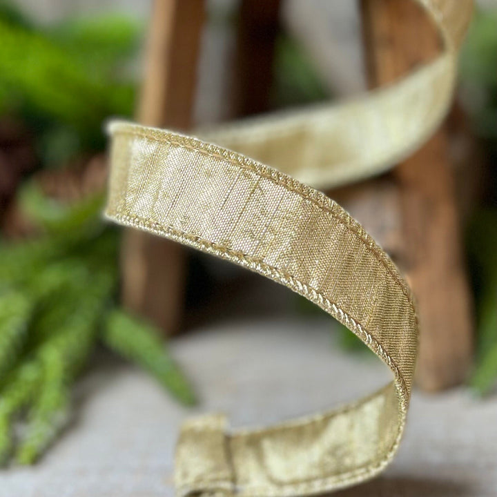 1" Gold Luster Ribbon, wired Ribbon, Wreath RIbbon