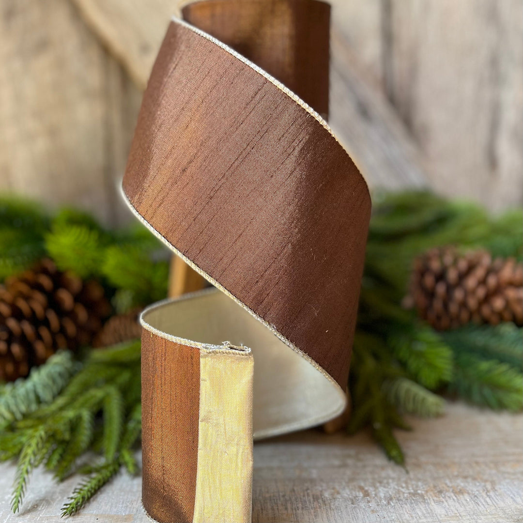 4” Bronze Platinum Luster Ribbon, Farrisilk ribbon