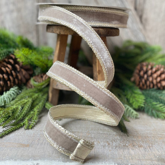 Farrislk 1" Platinum Royal Velvet, Holiday Ribbon, Velvet Ribbon