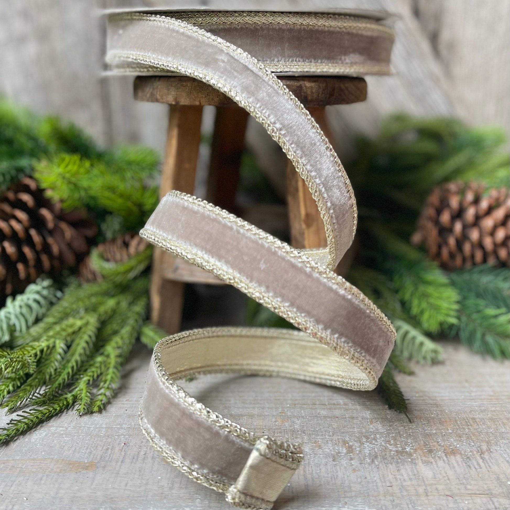 Farrislk 1" Platinum Royal Velvet, Holiday Ribbon, Velvet Ribbon