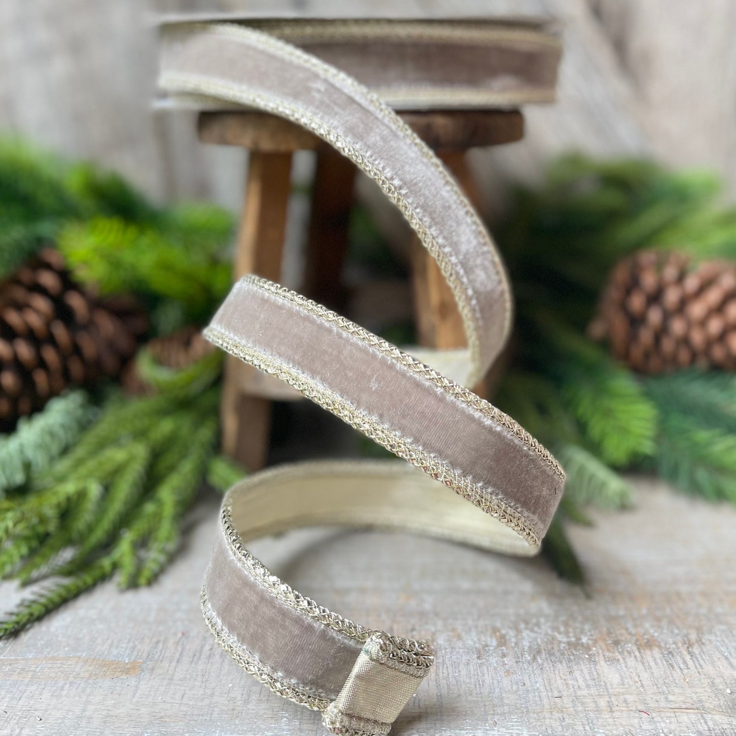 Farrislk 1" Platinum Royal Velvet, Holiday Ribbon, Velvet Ribbon